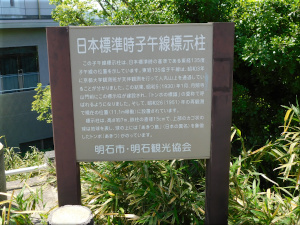 日本標準時子午線標準柱　説明板